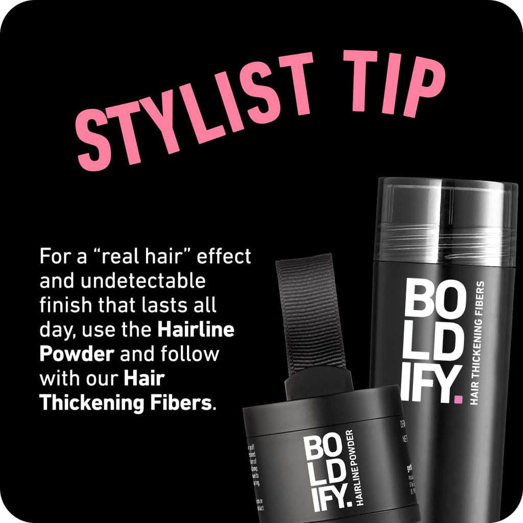 BOLDIFY Hairline Powder - Water-Resistant Root Touch Up Hair Color for Gray Coverage - 24-Hour Stain-Proof, Mess-Free Hair Powder for Thinning Hair - Dark Brown
