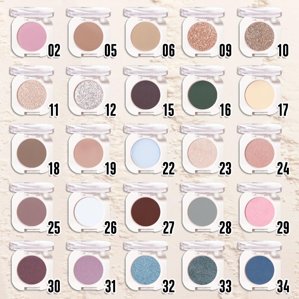 Feicuiyun Glitter Shimmer Sparkle Eye Shadow Palette Makeup For Older Women, Pearl White Silver Glitter Shimmer Metallic Holographic Iridescent Cream Iridescent Single Monochrome Eyeshadow Makeup, 11