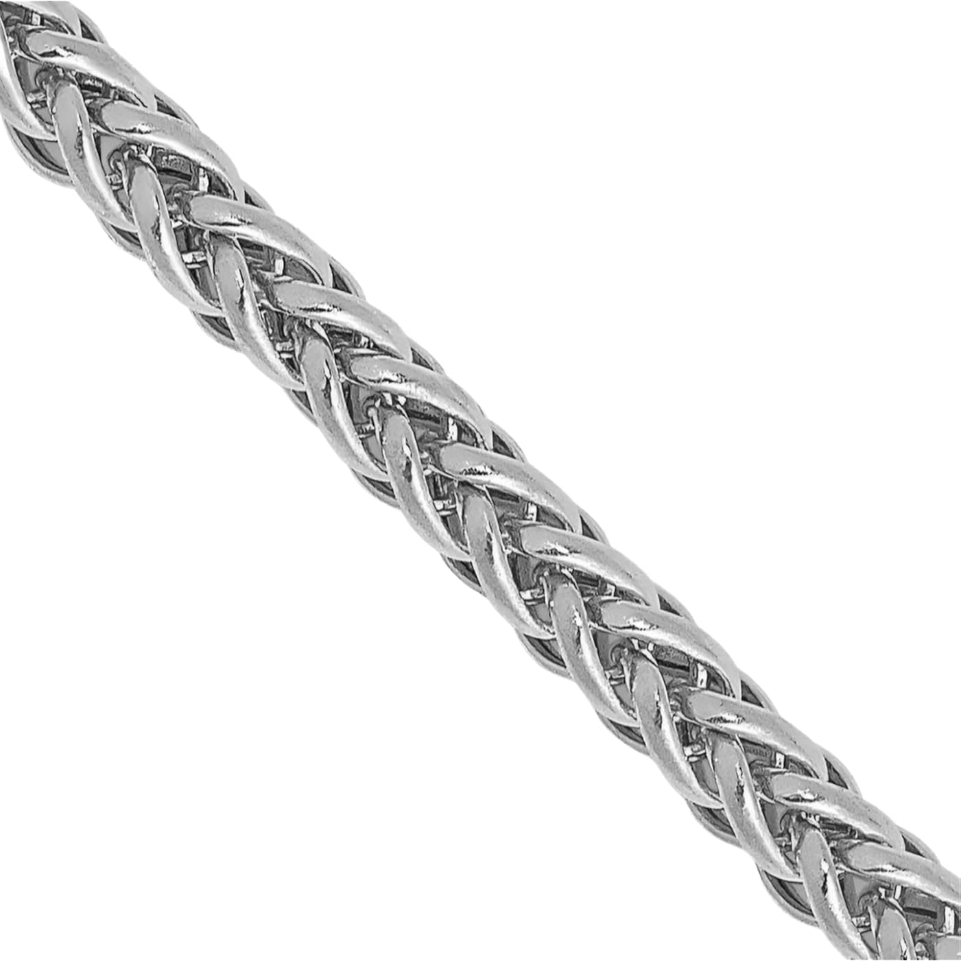 IceCarats 14K White Gold 2.35mm Thin Spiga Wheat Chain Necklace, Polished
