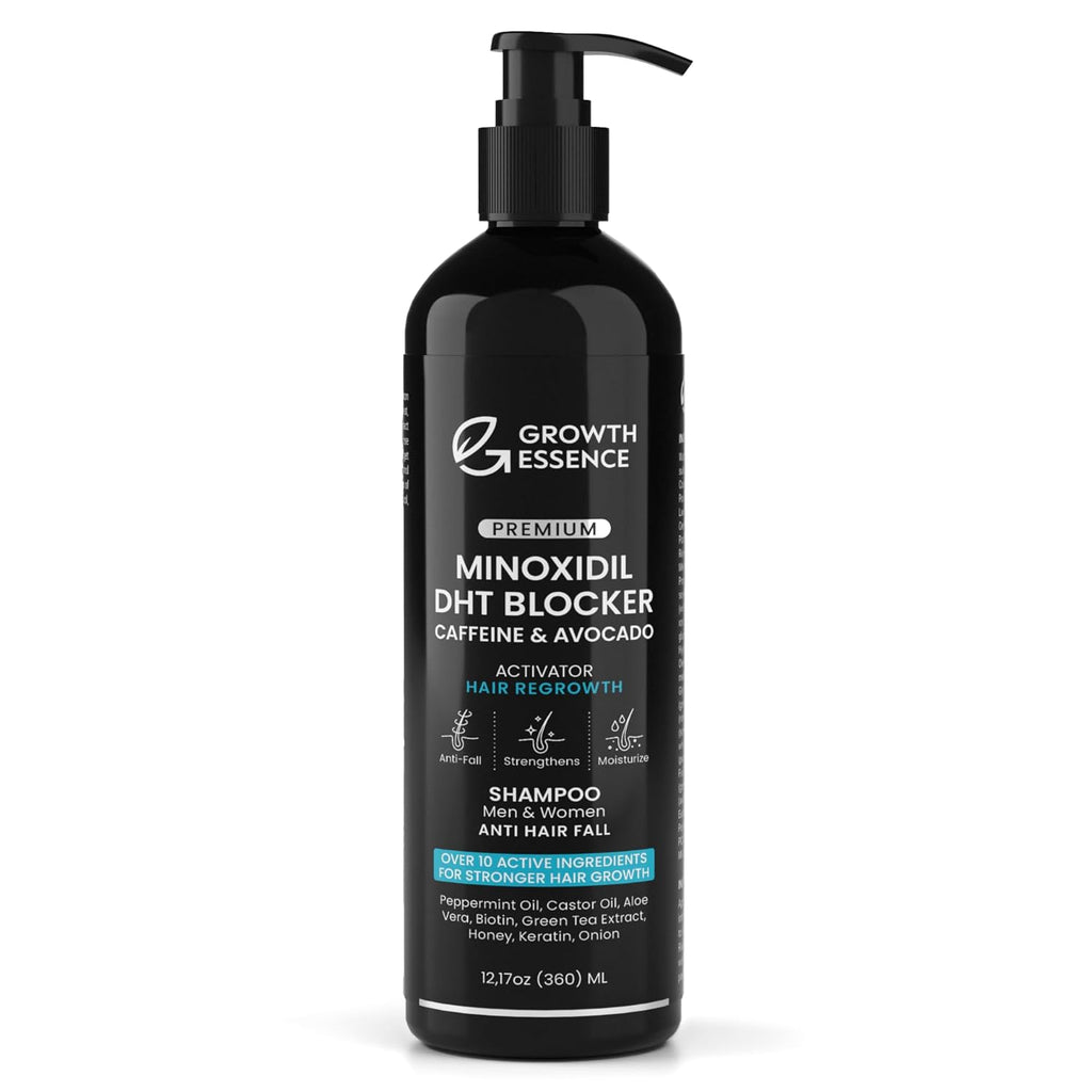 Minoxidil & Biotin Shampoo for Hair Growth - Enriched with Caffeine, Castor Oil & Onion - DHT Blocker for Thicker, Healthier Hair - Strengthening Formula for Men & Women