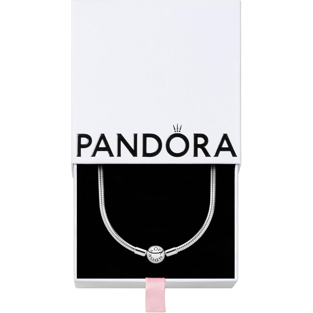 Pandora Classic Snake Chain Charm Necklace - Gift for Her - Sterling Silver with Embossed Ball Clasp Necklace - With Gift Box