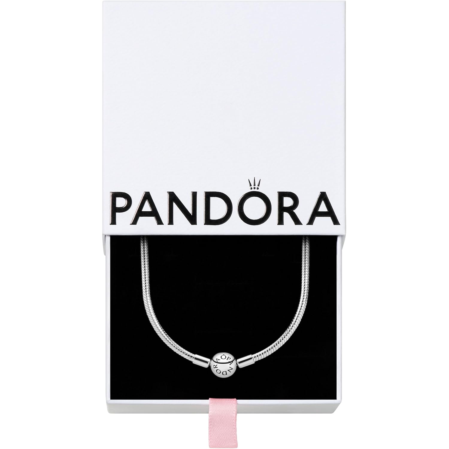 Pandora Classic Snake Chain Charm Necklace - Gift for Her - Sterling Silver with Embossed Ball Clasp Necklace - With Gift Box