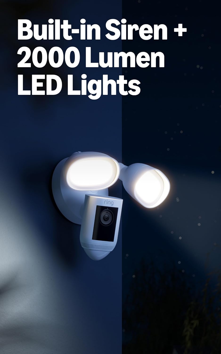 Ring Floodlight Cam Wired Pro, Home Or Business Security, Retinal 2K Video, Color Night Vision And Two-Way Talk With Audio+, White