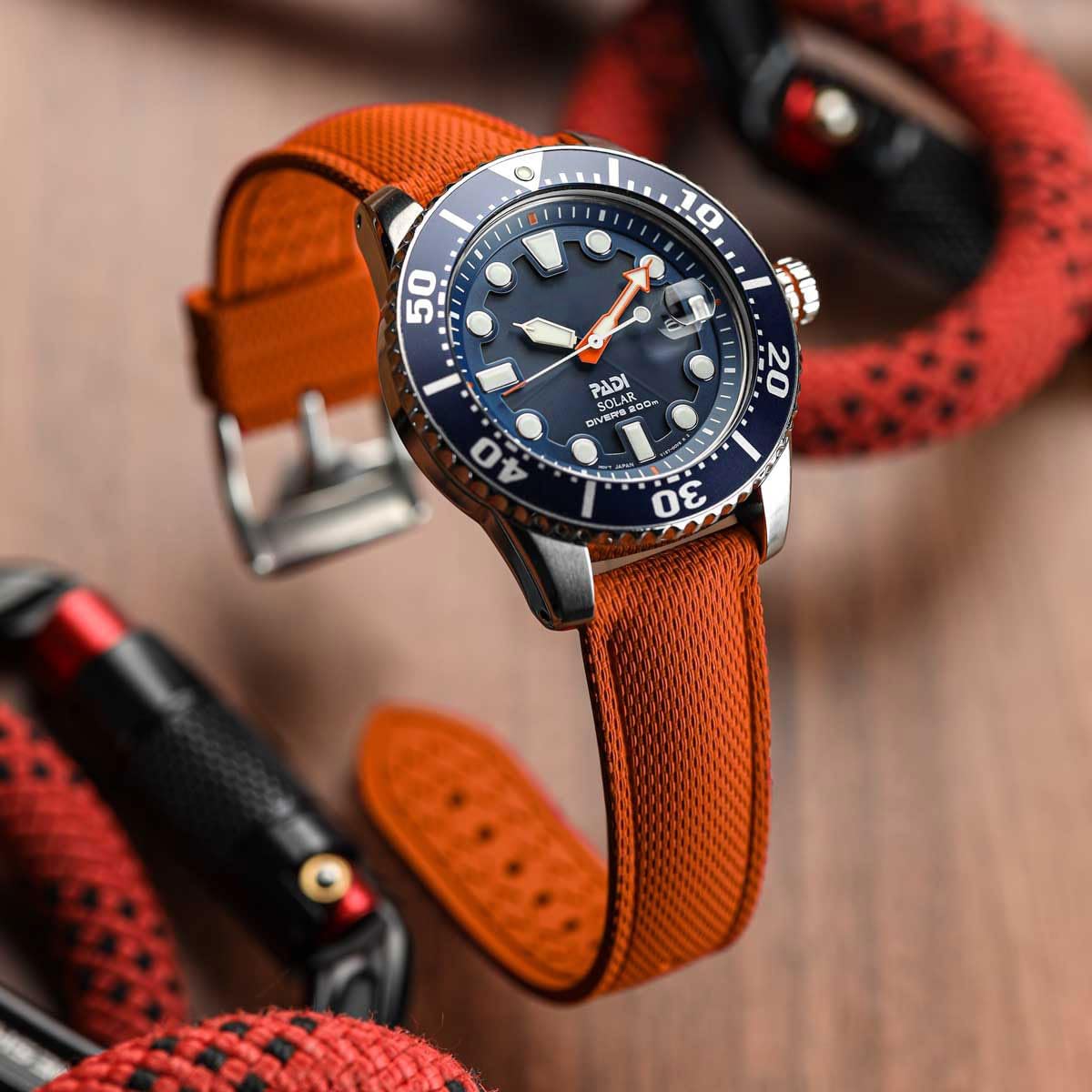 Watchgecko Breakwater Rubber Watch Strap | Fkm Rubber Replacement Watch Band, Moulded Fabric-Style Texture, Waterproof, Uv-Resistant, For Dive And Sports Timepieces