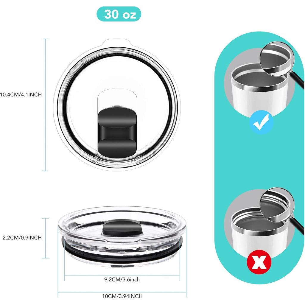 30 oz Tumbler Lid, Replacement Lids Compatible for YETI 30/32 oz Tumbler, 14 oz Mug and 35 oz Straw Mug, 2 Pack Travel Spill Proof Cup Lids Covers with Magnetic Slider Switch, BPA Free