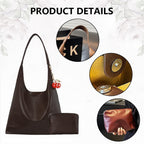 Vegan Hobo Bag Cherry Leather Shoulder Purse Slouchy Designer Crossbody Bag For Women Retro Tote Handbag