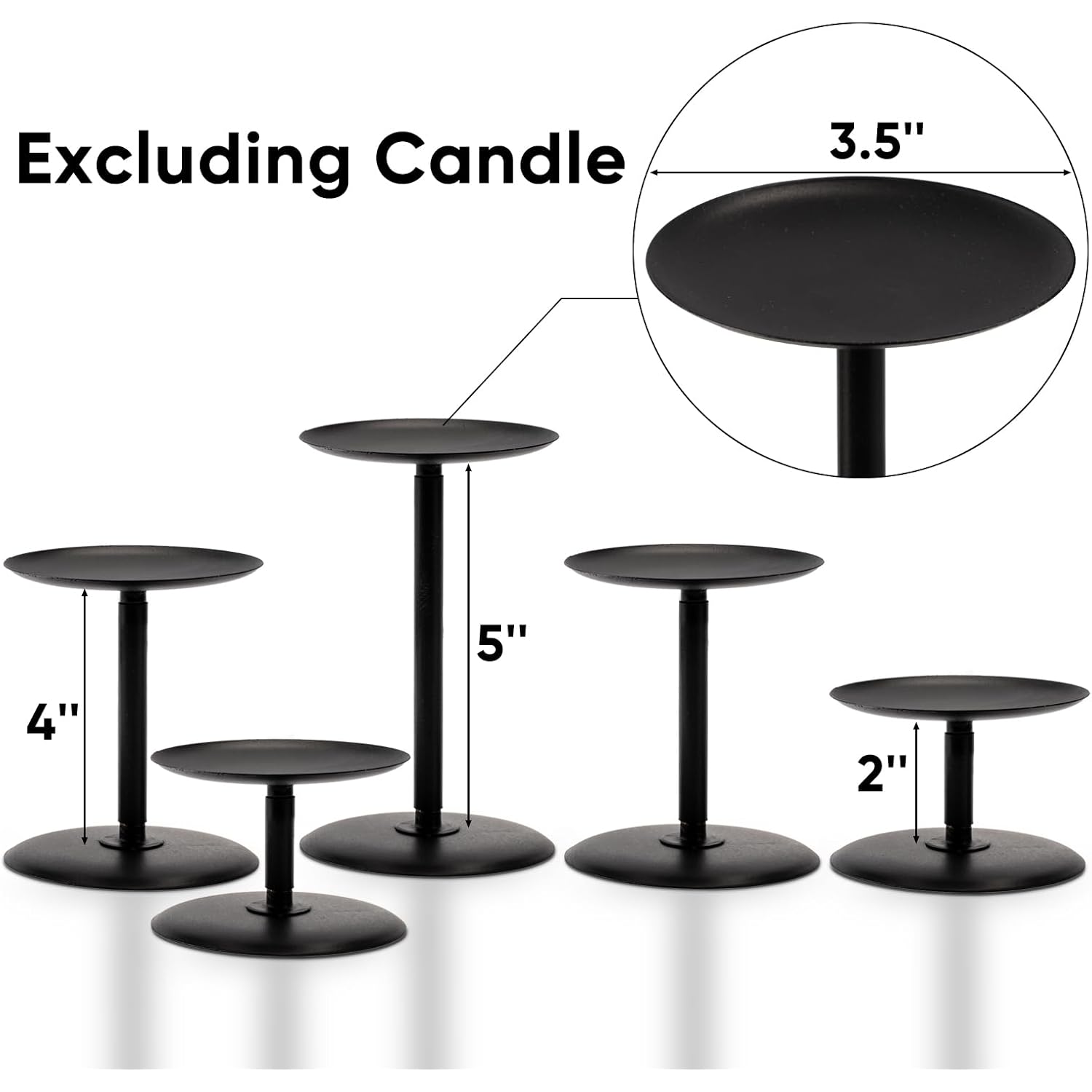 Homemory Christmas Fall Candle Holders for Pillar Candles Set of 5 (5, Black)
