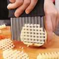 Deep Crinkle Potato Cutter,Upgraded Stainless Steel Crinkle Knife, Safety Kitchen French Fry Chip Cutter