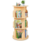 Oook Kids Rotating Bookshelf, Small Corner Bookshelf For Small Space, 360° Display 3 Tier Floor Standing Bookcase Storage Rack, Wooden Narrow Bookcase Organizer For Bedroom, Living Room