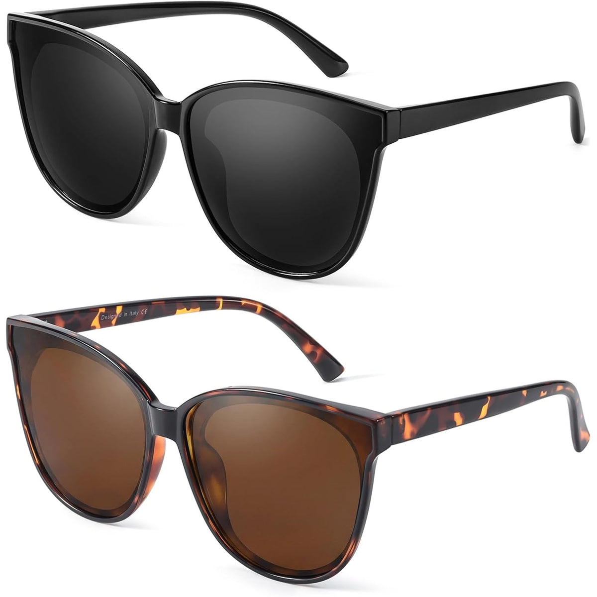 Oversized Cat Eye Sunglasses Women Polarized Uv400 Retro 70S Shades | Big Ultra-Oversize Vintage Trendy Sun Glasses For Wide Faces& Big Heads, With Giant Piqued Lenses For Beach Driving