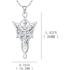 JO WISDOM Arwen Evenstar Necklace,925 Sterling Silver Lord of The Ring Hobbit Pendant Necklace with 5A Cubic Zirconia,Elvish Jewelry for Women