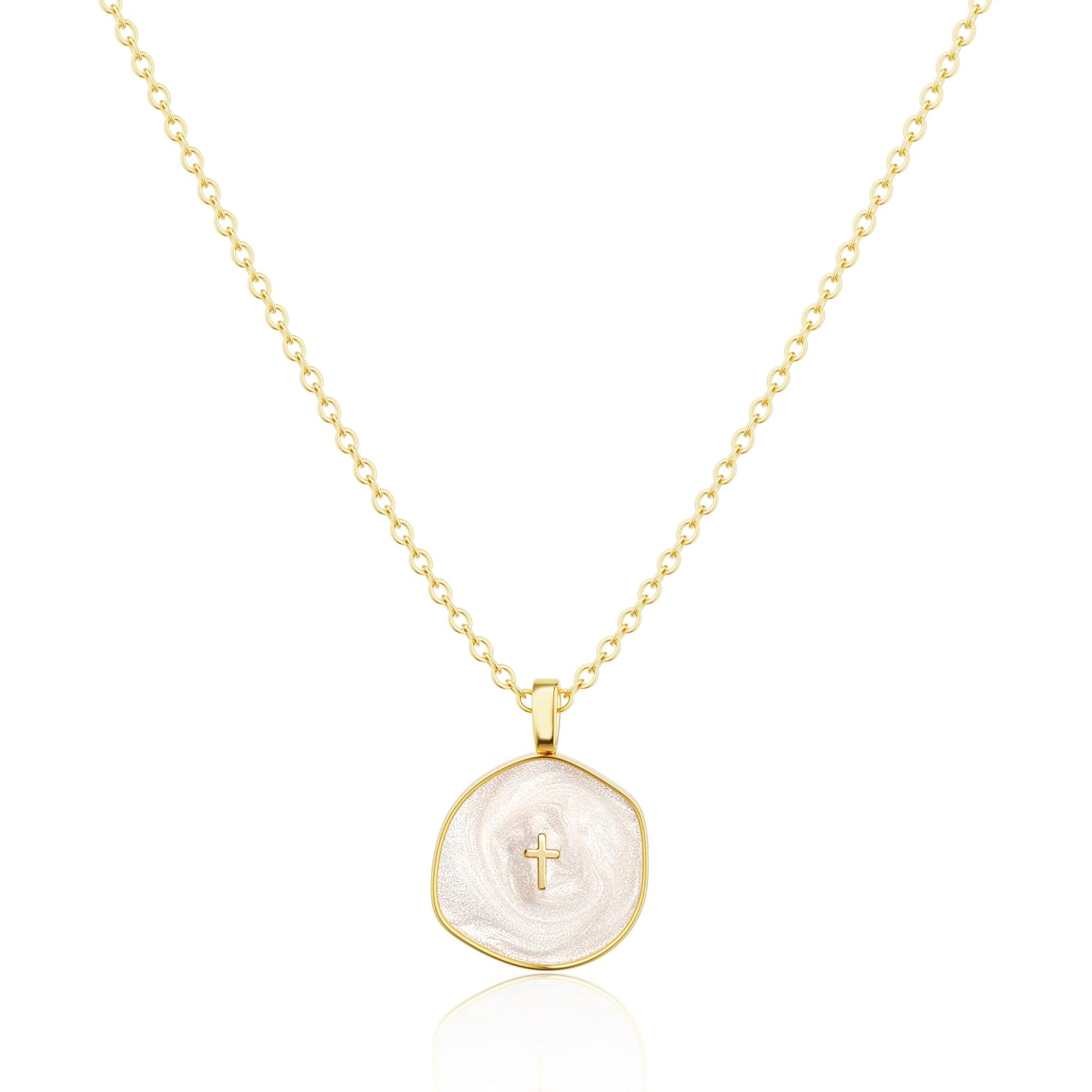 Tewiky Cross Necklace for Women-Dainty Simple 14k Gold Plated Cross Pendant Cute Necklaces for Women Jewelry