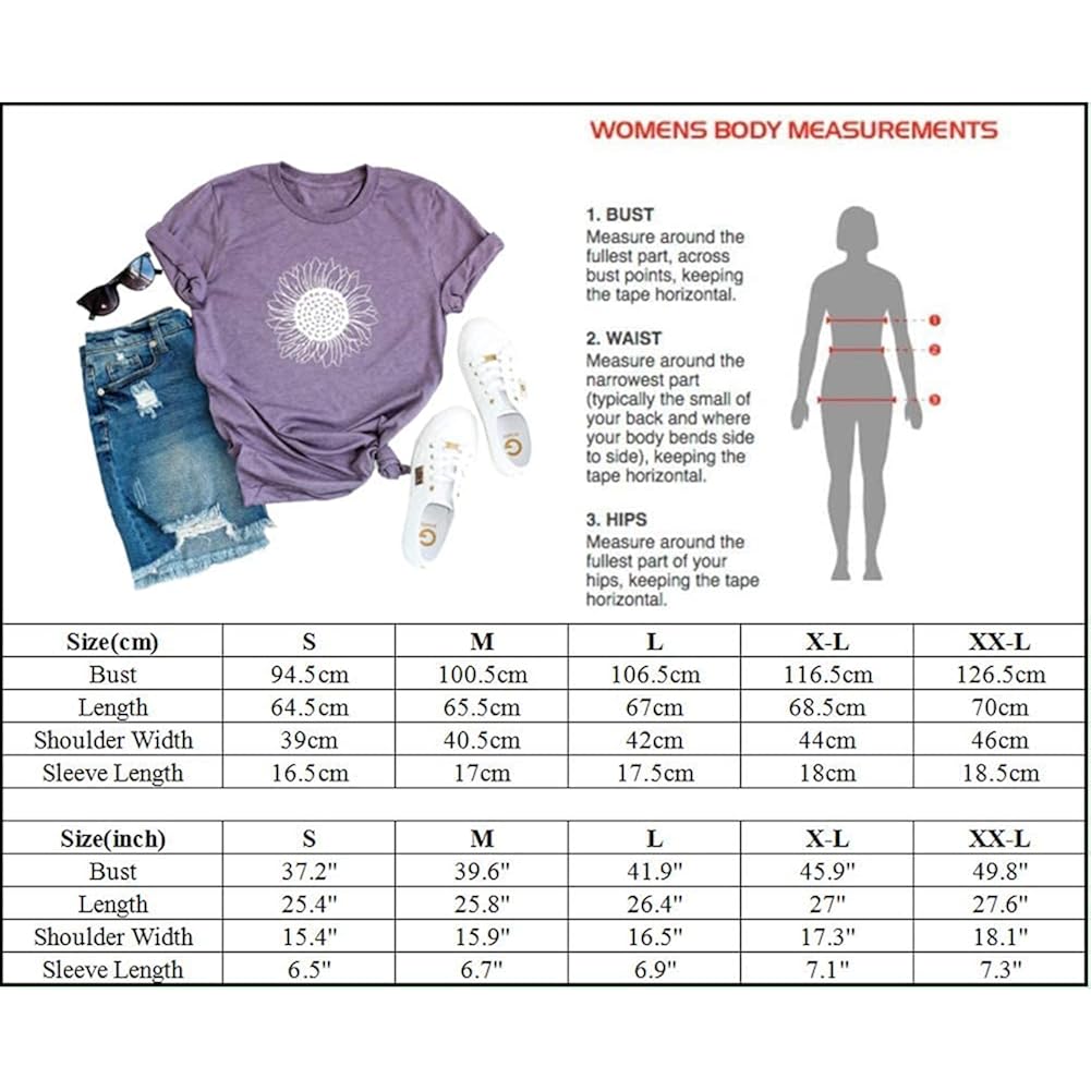 MaQiYa Womens Cute Sunflower Graphic Printed Tee Shirts Vintage Short Sleeve Cotton Shirts Tops Purple