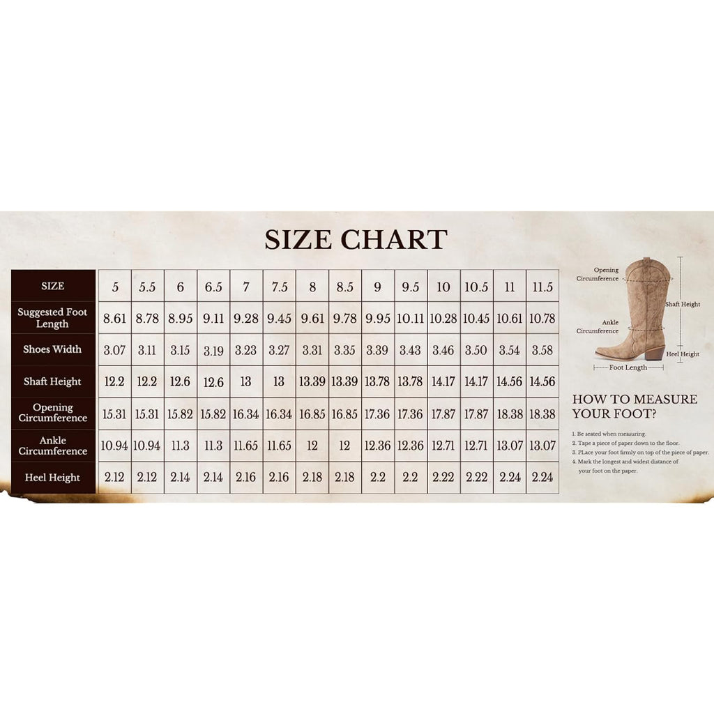 Cowboy Boots For Women Western Cowgirl Boots With Chunky Heel Mid Calf Snip Toe Ideal For Low Insteps