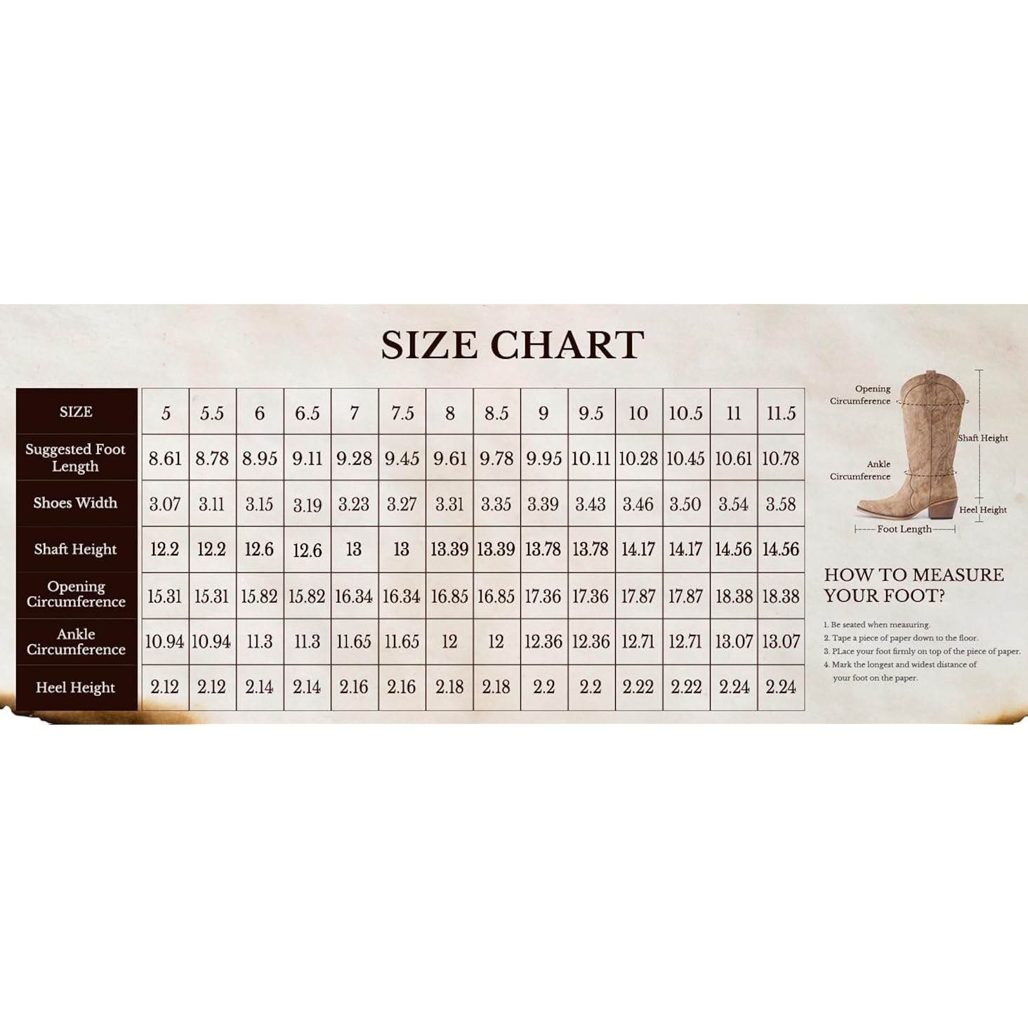 Cowboy Boots For Women Western Cowgirl Boots With Chunky Heel Mid Calf Snip Toe Ideal For Low Insteps
