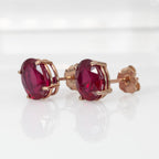 NNJ Madagascar Natural Ruby Solitaire Earrings for Women | Oval Cut Ruby Stud Earrings in 14K Solid Gold | July Birthstone | Birthday, Anniversary, Gemstone Jewellery Gift