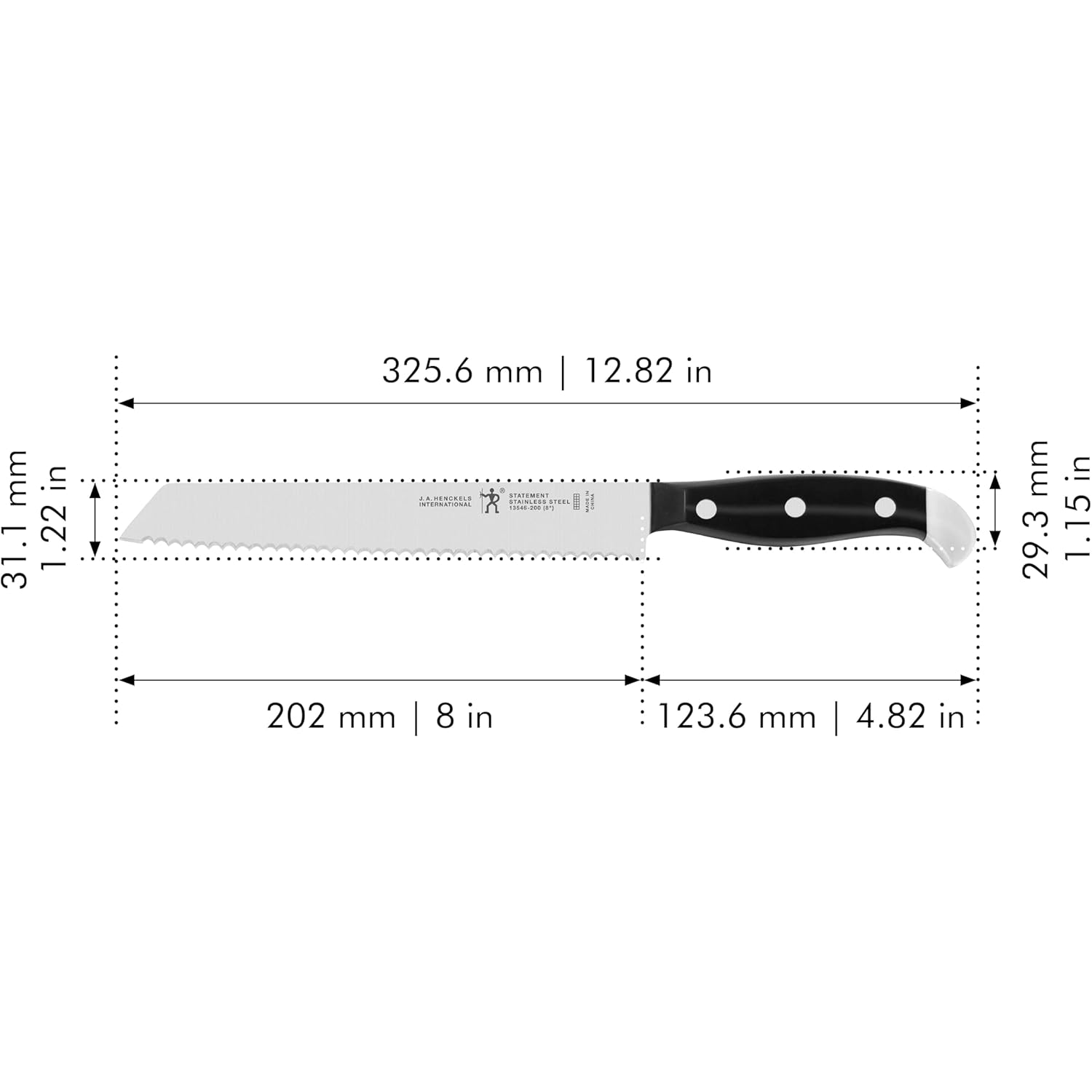 HENCKELS Statement Razor-Sharp 8-inch Bread Knife, Cake Knife, German Engineered Informed by 100+ Years of Mastery, Black