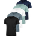 Hovsiyla 5 Pack Men'S Henley Shirt Basic T Shirt, Moisture Wicking Breathable Button Down Short Sleeve