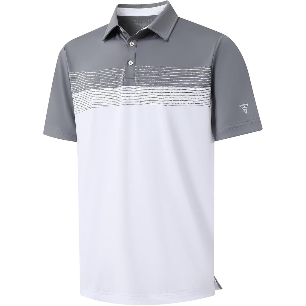 M Maelreg Golf Shirts For Men Dry Fit Performance Chest Print Color Block Moisture Wicking Casual Short Sleeve Polo Shirts