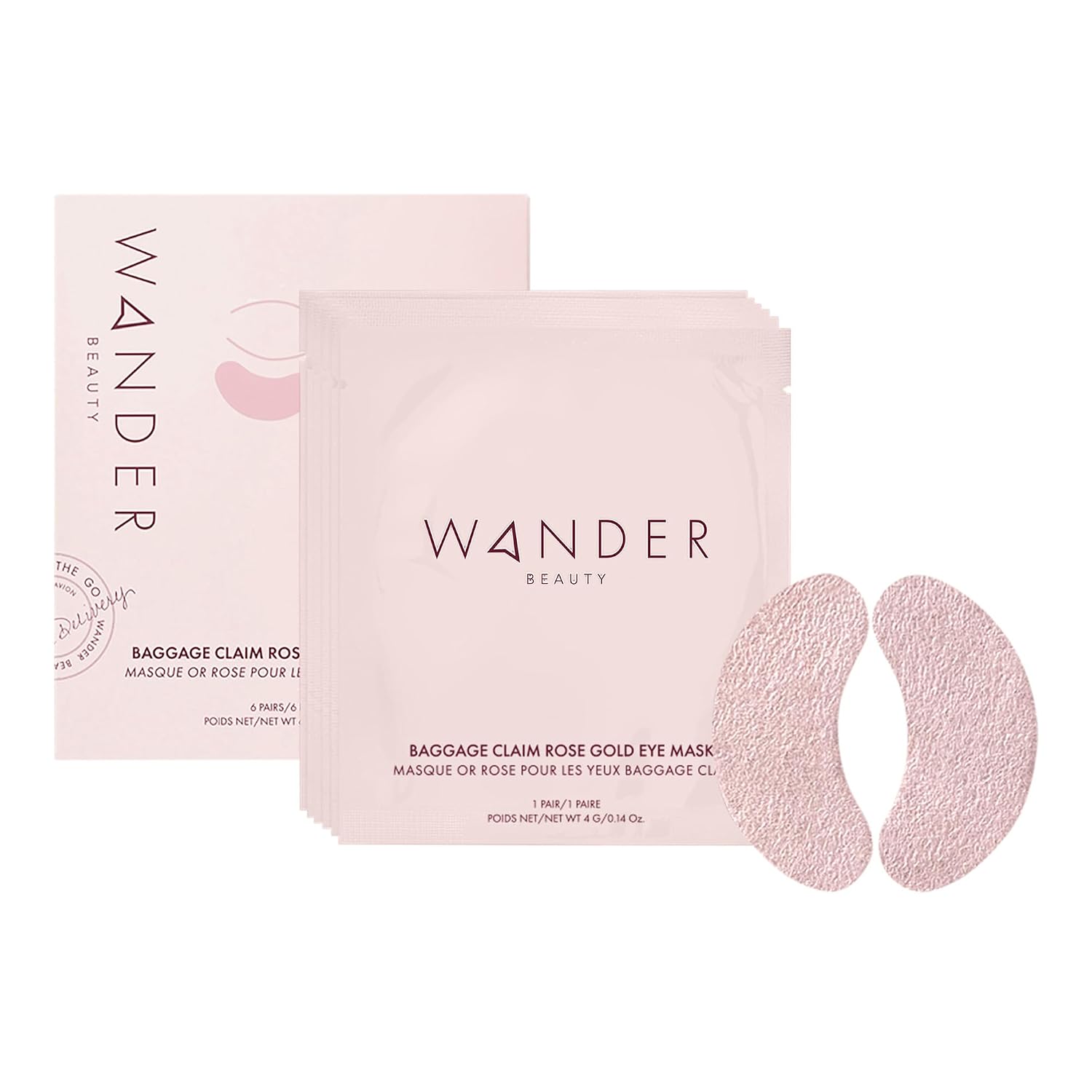 Wander Beauty Baggage Claim - Rose Gold Foil Under Eye Patches For Dark Circles And Puffiness - Under Eye Mask Depuffs & Firms - Brightening Eye Mask For Under Eye Bags (6 Pairs)