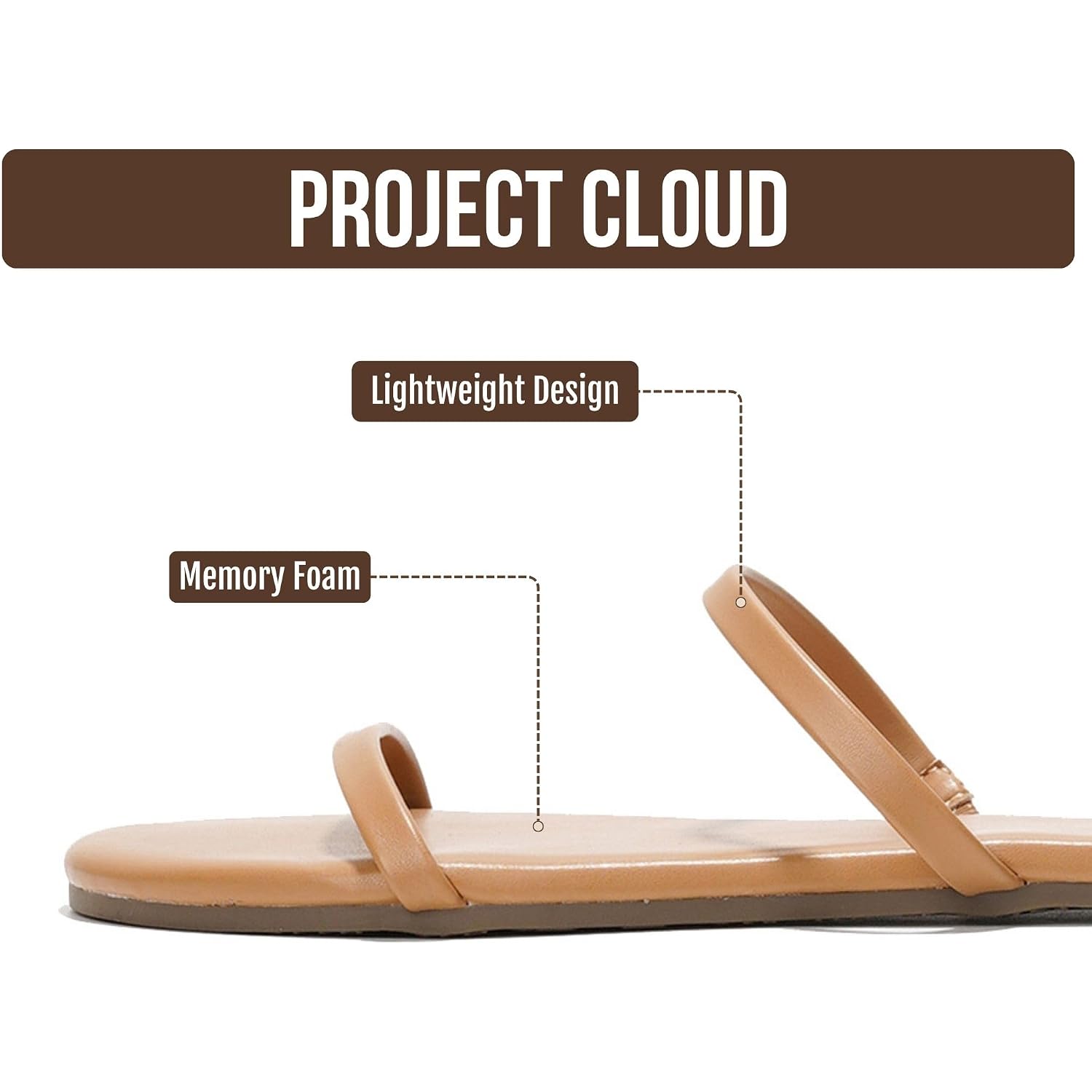 Project Cloud Summer Sandals For Women 2026 - Memory Foam Insole And Eco-Crafted Leather Beach Flip Flops For Women - Non Slip And Lightweight Double Strap Womens Sandals (Transition)