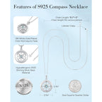 S925 Necklace Gift for Wife |Compass Jewelry |Women Anniversary |Sterling Silver |Girlfriend Birthday Gifts for Her Valentines |I'd be Lost without You |Jewel 18K Gold