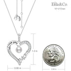 Mothers Day Jewelry Birthday Gifts for Mom I Love You Mom Necklace Wife May Birthstones Emerald Ruby Pearl and More Stones Jewelry for Women 925 Sterling Silver Heart Pendant Necklace