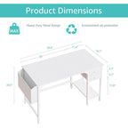 Lufeiya White Small Desk With Drawers - 40 Inch Computer Desk For Small Space Home Office, Modern Simple Study Writing Table Pc Desks