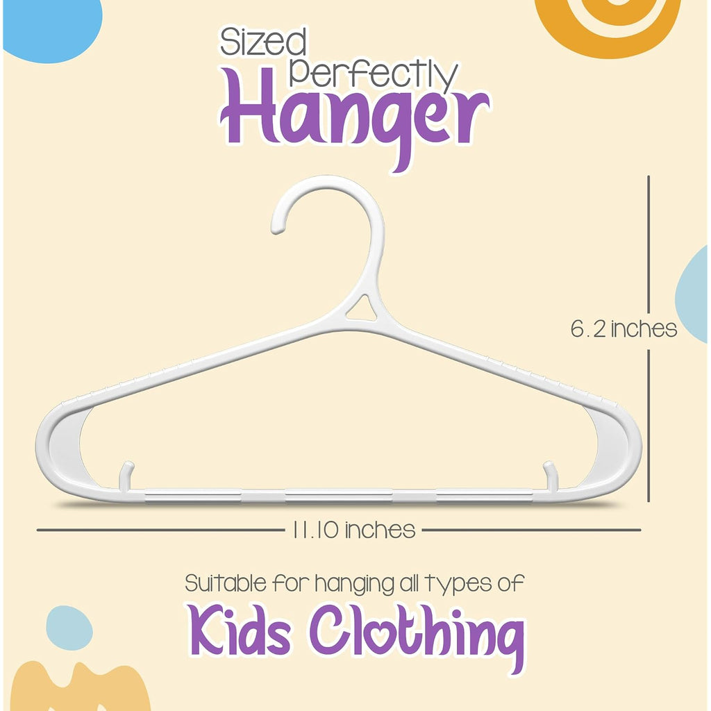 Utopia Home Kids Hangers 60 Pack - 11 Inch Plastic Baby Hangers For Closet - Childrens Hanger For Clothes & Infant Hanger For Closet - Non-Slip Shoulder Grooves, Strap Hooks & Pants Bar (White)