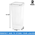 Tiawudi 2 Pack Bread Box, Plastic Bread Container, Bread Storage For Kitchen Counter, Bread Keeper With Airtight Lid, Tall Bread Saver, Sandwich Bread Holder, 5.6 Qt / 5.3L Each