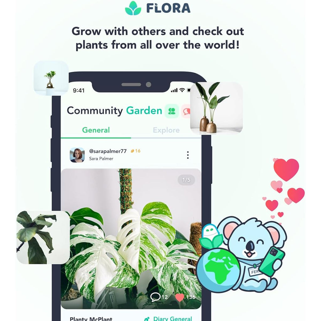 Flora Premium Plant Mister Spray Bottle For Gentle & Fine Mist For Precision Hydration, Dispersed Humidity & Moisture, Comes W App For Smart Plant Care, Plant Id And Diagnosis Tool (1 Pack)