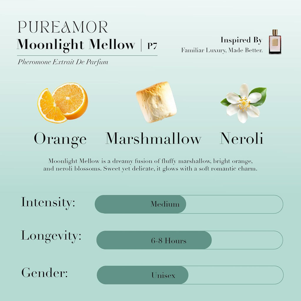 PUREAMOR Pheromone Perfume for Women, Moonlight Mellow Extrait de Parfum Spray – Sweet Gourmand Scent with Neroli, Orange & Marshmallow, Long Lasting Fragrance, 1.0 oz / 30 ml