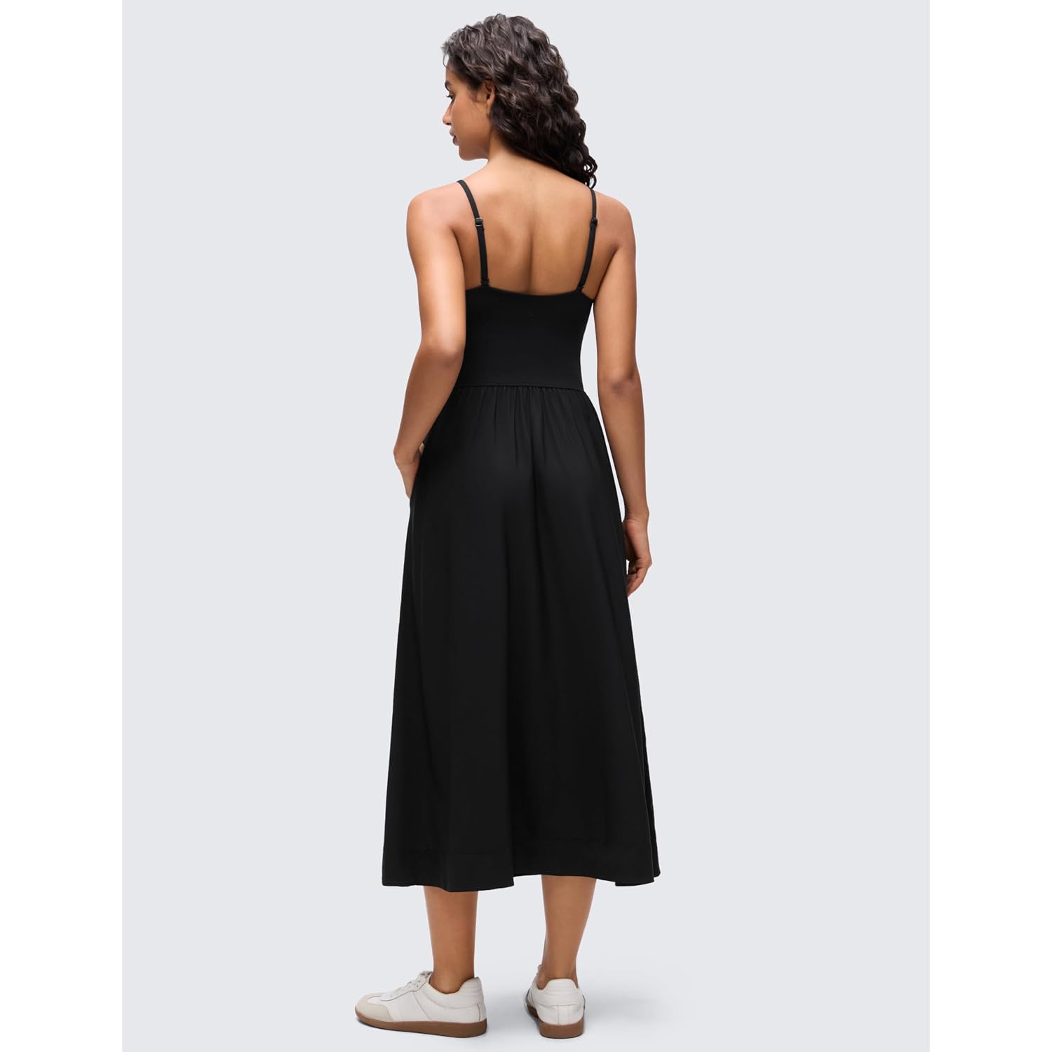 Crz Yoga V Neck Maxi Casual Tank Dress | Removable Pads, Flowy, Side Pockets, Adjustable Straps, Travel, Sleeveless, Outfits For Women