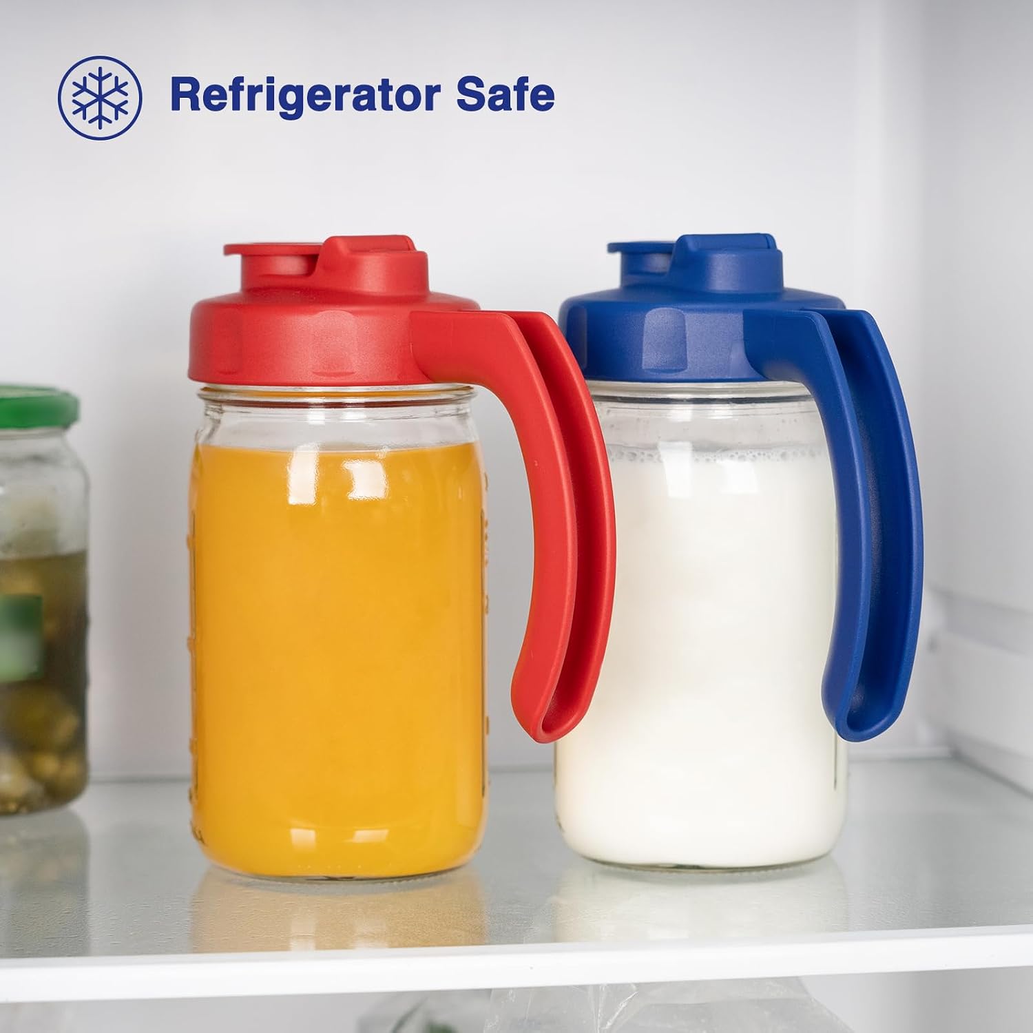 2 Pack Wide Mouth Mason Jar Lids With Handle, Airtight & Leak-Proof Seal, Easy Pouring Spout, Turns Your Mason Jar Into Pitcher, Silicone Seal Gasket, Jars Not Included