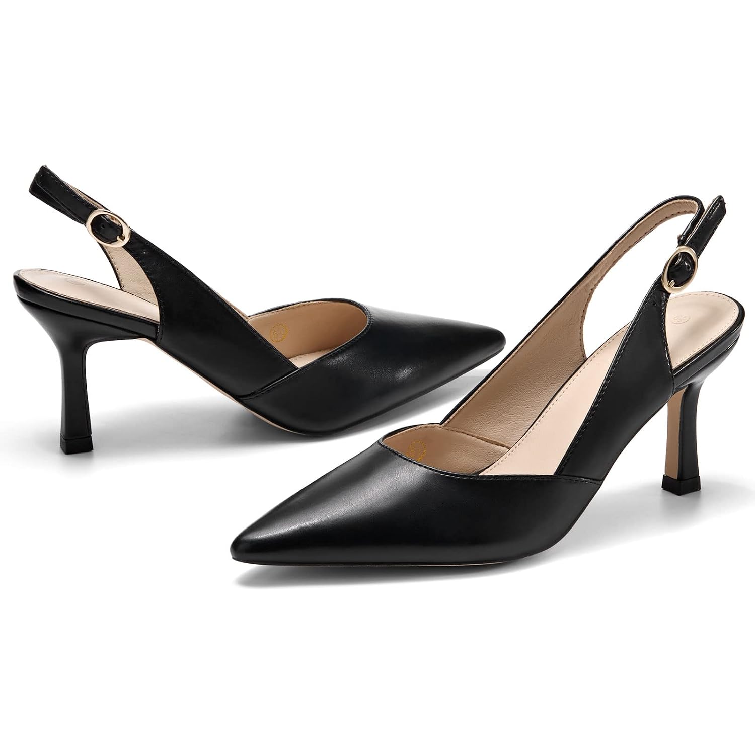 Rilista Women'S Slingback Kitten Heels Closed Pointed Toe Backless Wedding Party Dress Pumps Shoes