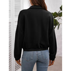 Women'S Cropped Oversized Safari Jackets Zip Up Stand Collar Neck Long Sleeve Utility Anorak Jacket With Pocket
