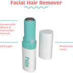 PalmPerfect Facial Hair Remover for Women – Portable Lipstick-Sized Shaver with Built-in LED Light – Painless Dual-Track Rotary Blade for Upper Lip, Cheeks, and Forehead – AA Battery Powered