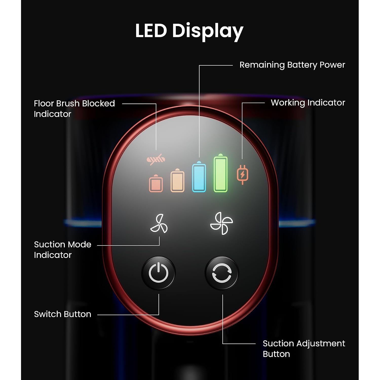Nadaly Cordless Vacuum Cleaner, 550W 45Kpa 65Mins Vacuum Cleaners For Home, Stick Vacuum With Led Display, Anti-Tangle, Self-Standing, 8-In-1 Lightweight Vacuum For Hardwood Floor/Carpet/Pet Hair
