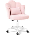 Petal Vanity Chair With Wheels, 3.15" Extra Thick Comfy Makeup Chair, Adjustable Modern Swivel Armless Desk Chair For Girls Women, Aesthetic Small Office Chair For Bedroom Dorm, Pink