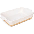 Casserole Dish For Oven, 4.2 Qt Baking Dish, 9X13 Large Porcelain Baking Pan, Durable Rectangular Lasagna Pan Deep With Handles, Microwave Oven Safe, Home Decor, Wedding Gift (Khaki & White)