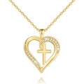 Cross Necklace for Women 14K Gold Cross Necklaces for Women Gold Heart Necklaces for Womens Crosses Chain Pendant Combine Classic Elements of Romantic and Faith Chain Crosses Heart Necklace for Womens 17.7+1.7in