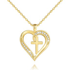 Cross Necklace for Women 14K Gold Cross Necklaces for Women Gold Heart Necklaces for Womens Crosses Chain Pendant Combine Classic Elements of Romantic and Faith Chain Crosses Heart Necklace for Womens 17.7+1.7in