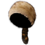 Women's Russian Cossack Hat with Raccoon Tail Furry Trapper Hat Plush Warm Winter Hats for Hunting Faux Fur Ski Cap