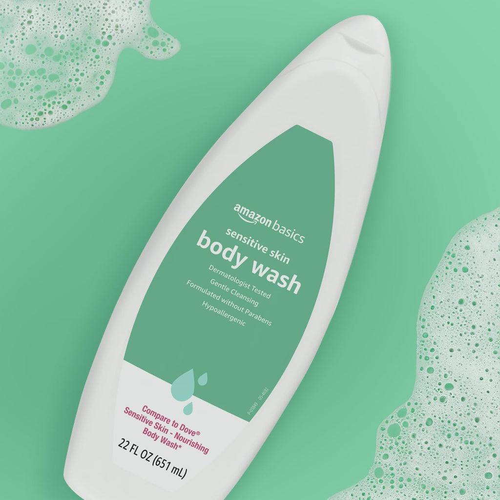 Amazon Basics Hypoallergenic Body Wash For Sensitive Skin, Creamy Lather, Paraben Free, 22 Fl Oz (1-Pack)