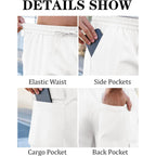 Runcati Mens Cargo Shorts Chino Cotton Drawstring Casual Shorts Summer Twill Outdoor Short Pants