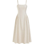 Cider Womens Polka Dots Summer Casual Dresses Square Neck Sleeveless Midi A Line Elegant Dress