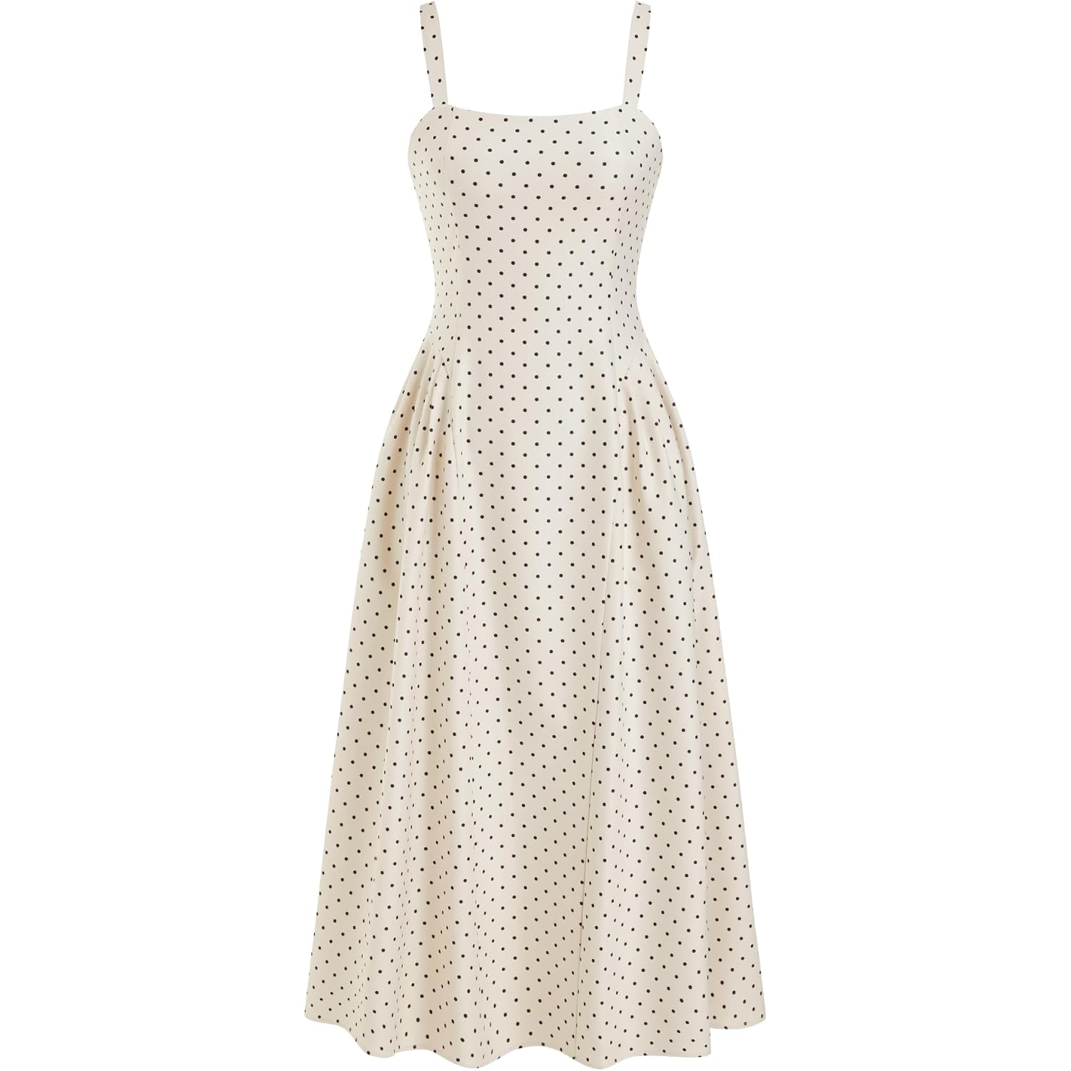 Cider Womens Polka Dots Summer Casual Dresses Square Neck Sleeveless Midi A Line Elegant Dress