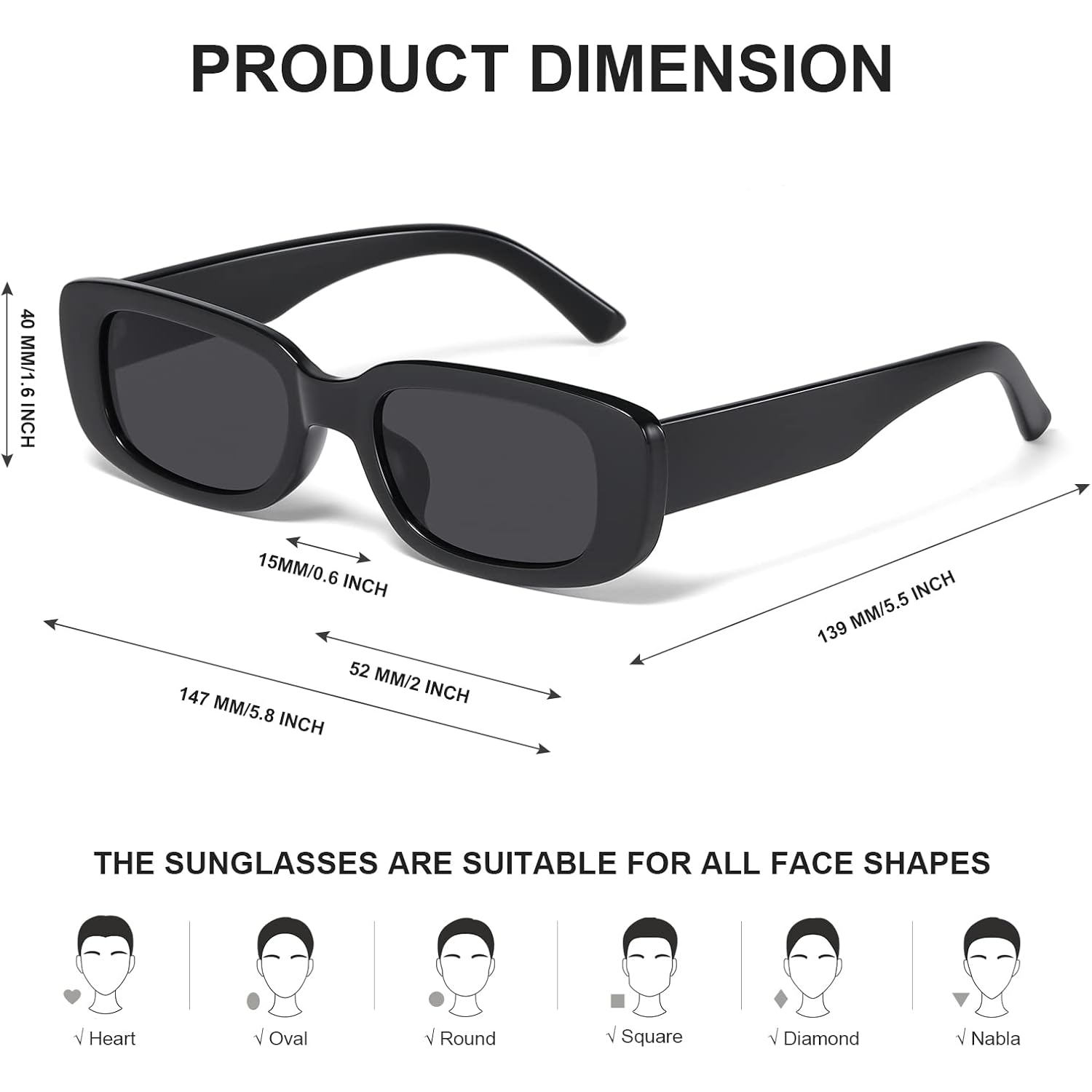 JASPIN Rectangle Sunglasses for Women Men Trendy Y2k Retro 90s Sun Glasses UV Protection Cool Square Frame