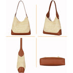 Herald Small Summer Straw Woven Hobo Shoulder Tote Bag For Women | Slouchy Vacation Beach Raffia Shoulder Handbag Tote Purse