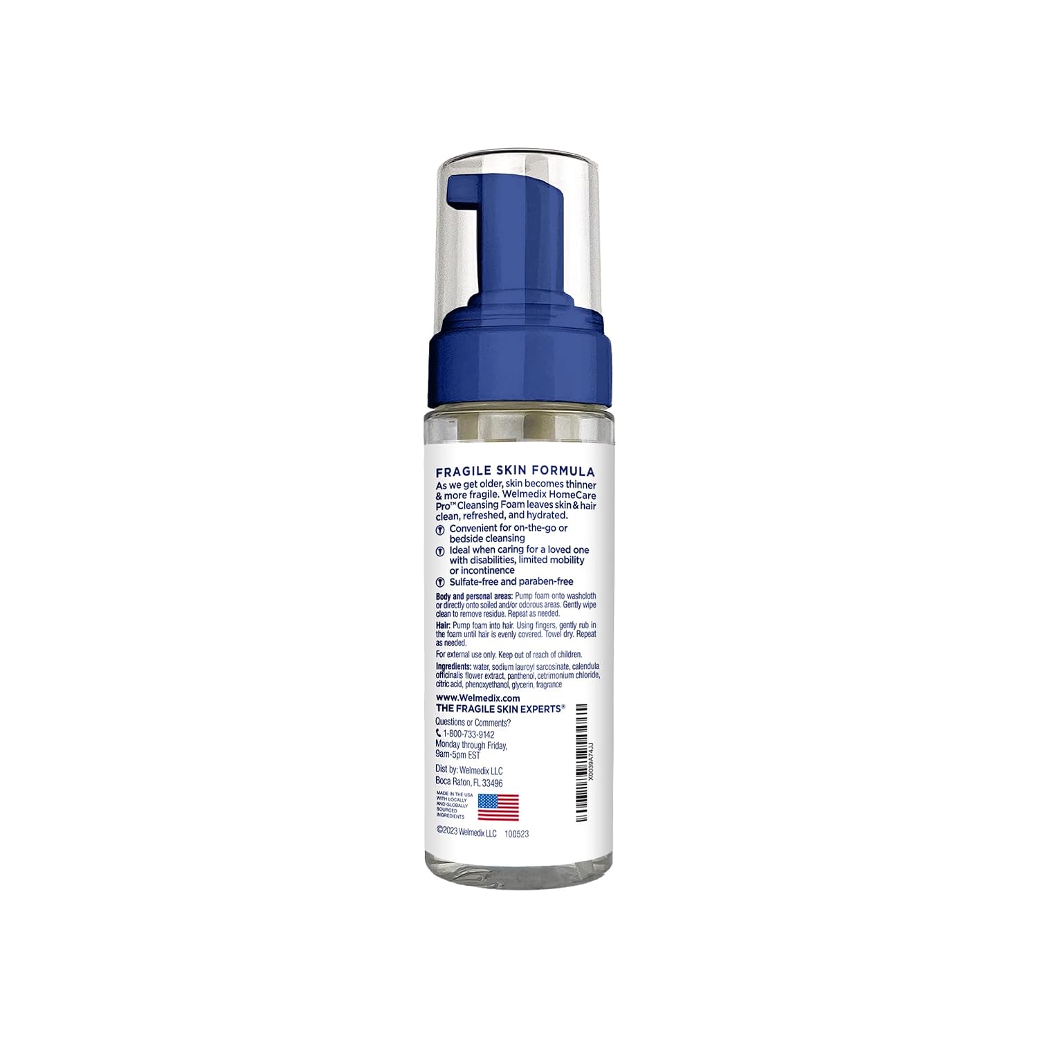 Welmedix No Rinse Cleansing Foam - Rinse Free & Waterless Body Wash, 3-In-1 Shampoo & Foaming Cleanser, Hospital Grade & Ph Balanced - Pack Of 3